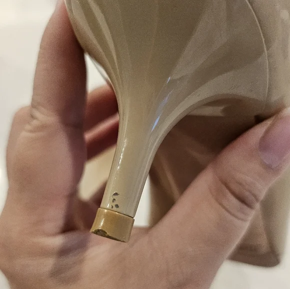 Jimmy Choo Nude Patent Kitten Heel Pumps - Picture 11 of 14